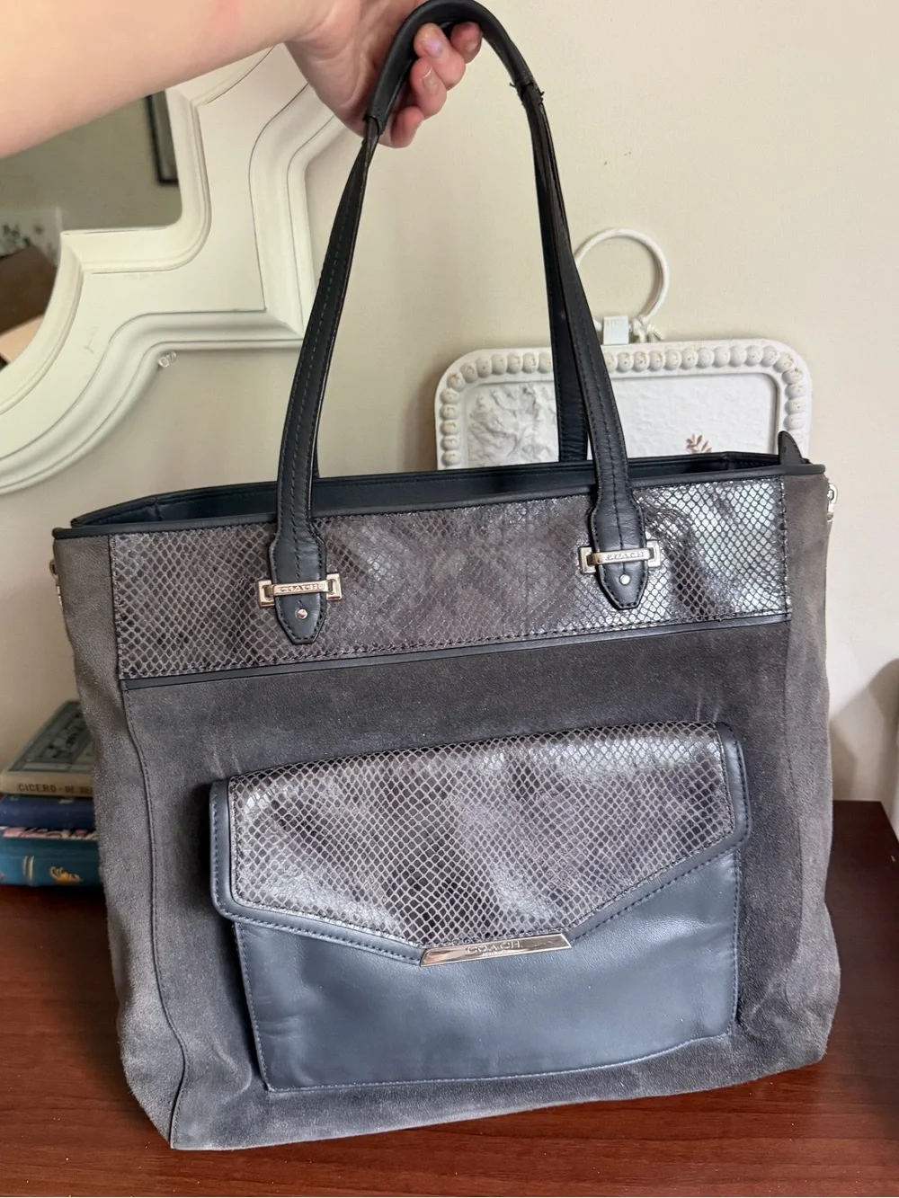 Coach pocket unzip embossed